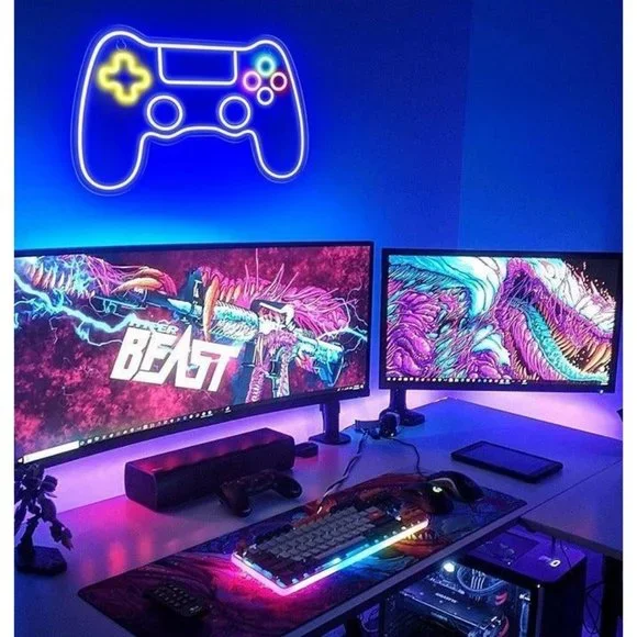 NEW Game Controller LED Light Neon Sign (Room Decor Teen Boy Wall Gamer Gaming - Picture 2 of 8